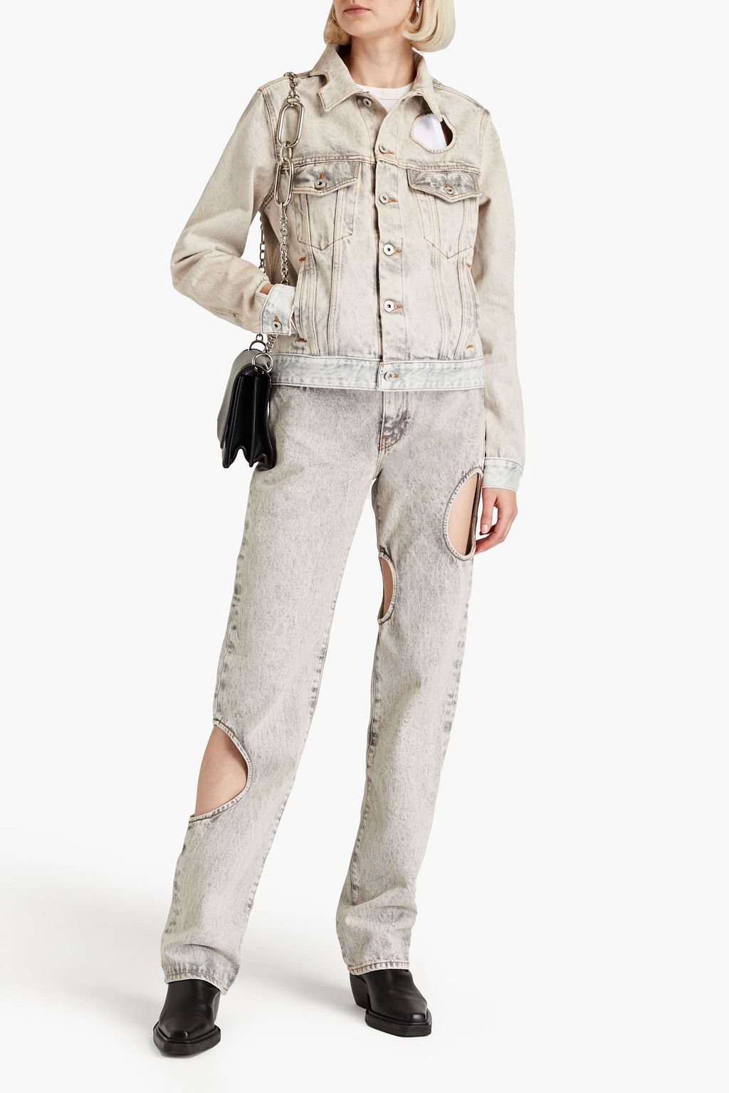 OFF-WHITE™ Meteor cutout bleached denim jacket