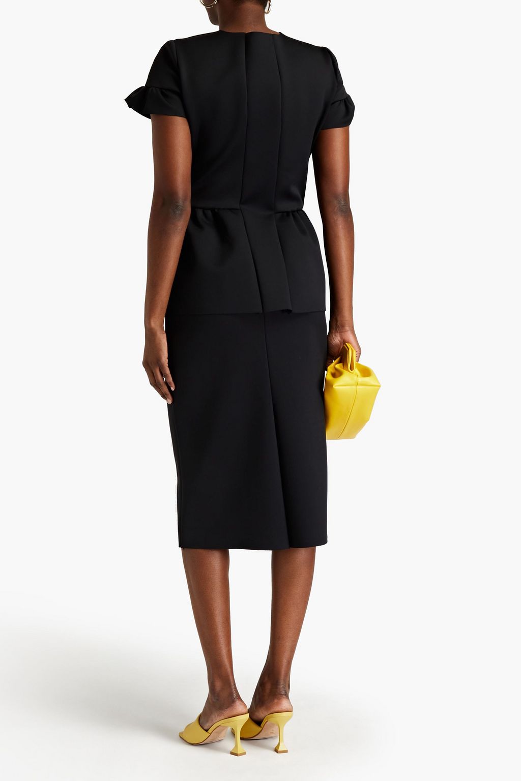 OSCAR DE LA RENTA Gathered scuba peplum top
