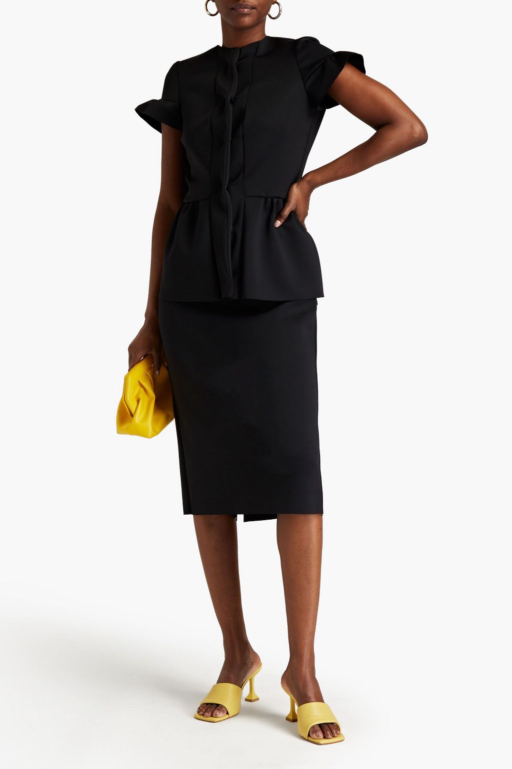 OSCAR DE LA RENTA Gathered scuba peplum top
