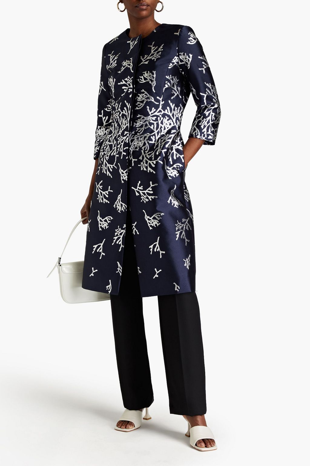 OSCAR DE LA RENTA Metallic jacquard coat