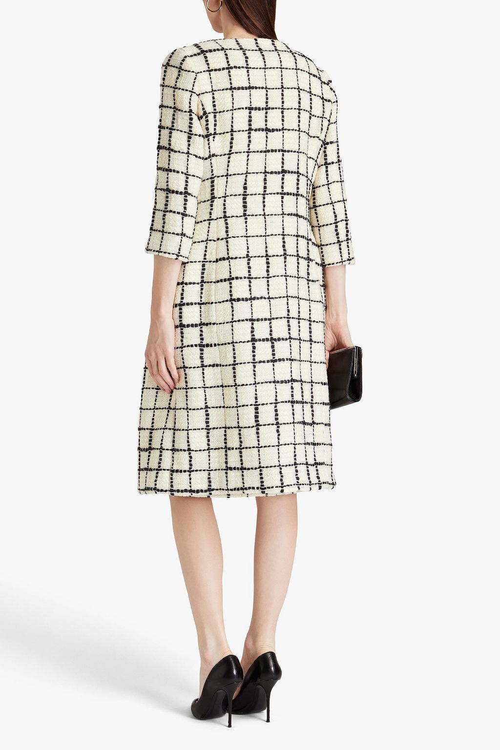 OSCAR DE LA RENTA 체크 울 혼방 트위드 코트