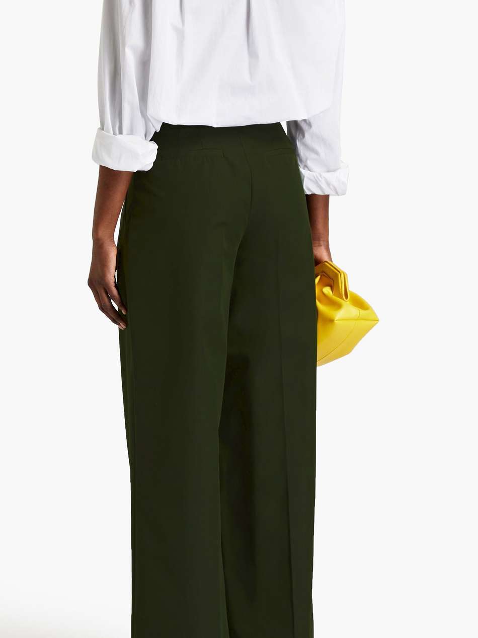 cotton-blend twill wide-leg pants