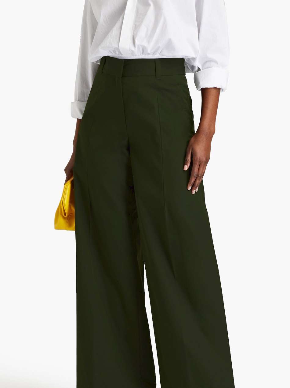 cotton-blend twill wide-leg pants