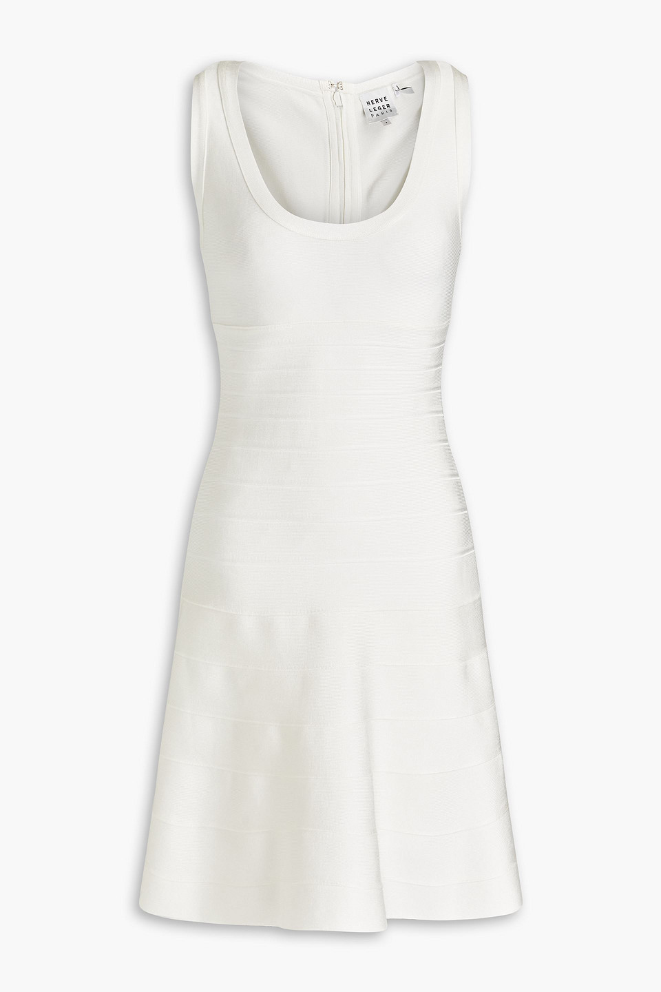 Herve Leger Fluted Bandage Mini Dress In Off-white