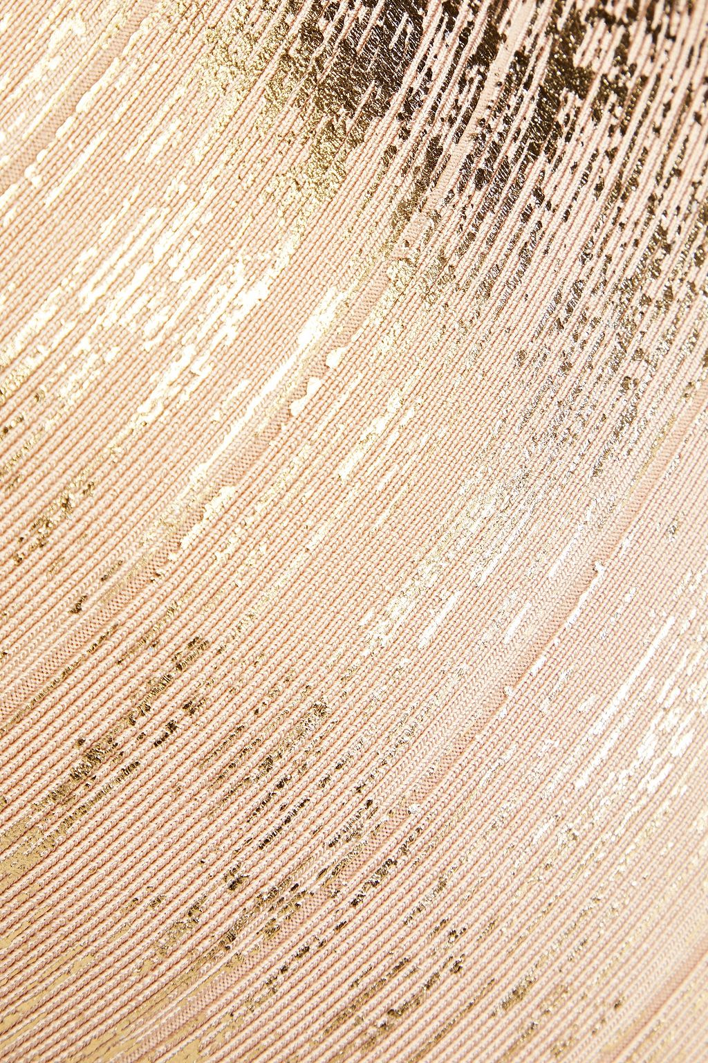 HERVÉ LÉGER Fringed metallic coated bandage gown