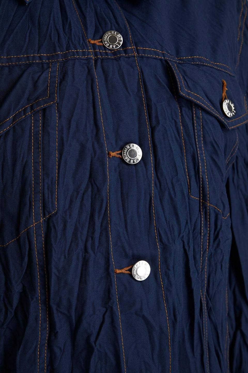 Helmut Lang Crinkled Canvas Jacket In Mid Denim