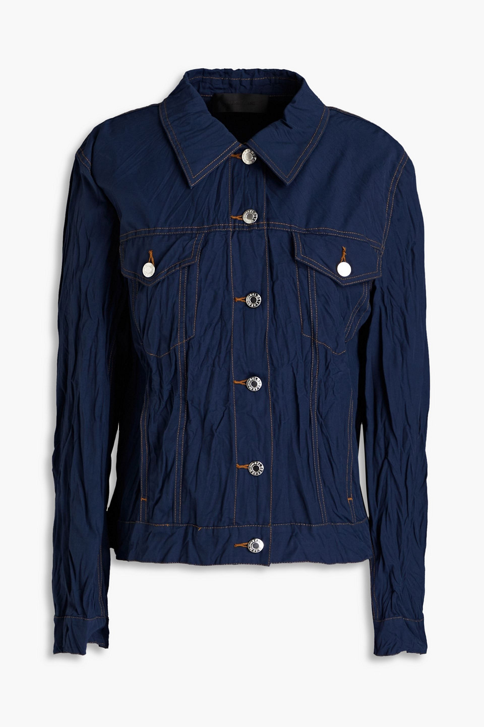 Helmut Lang Crinkled Canvas Jacket In Mid Denim