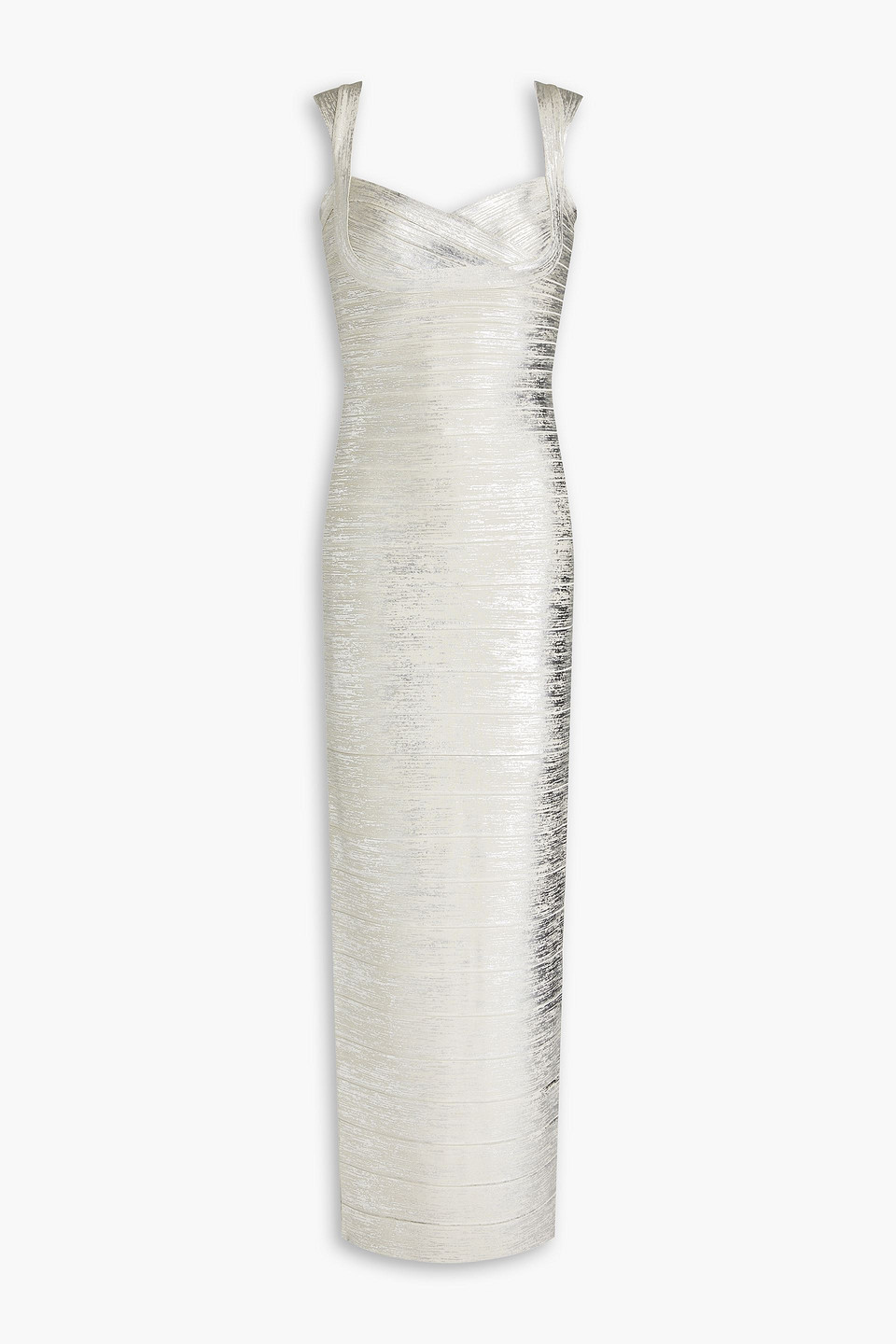Herve Leger Metallic Coated Bandage Gown In Silver | ModeSens