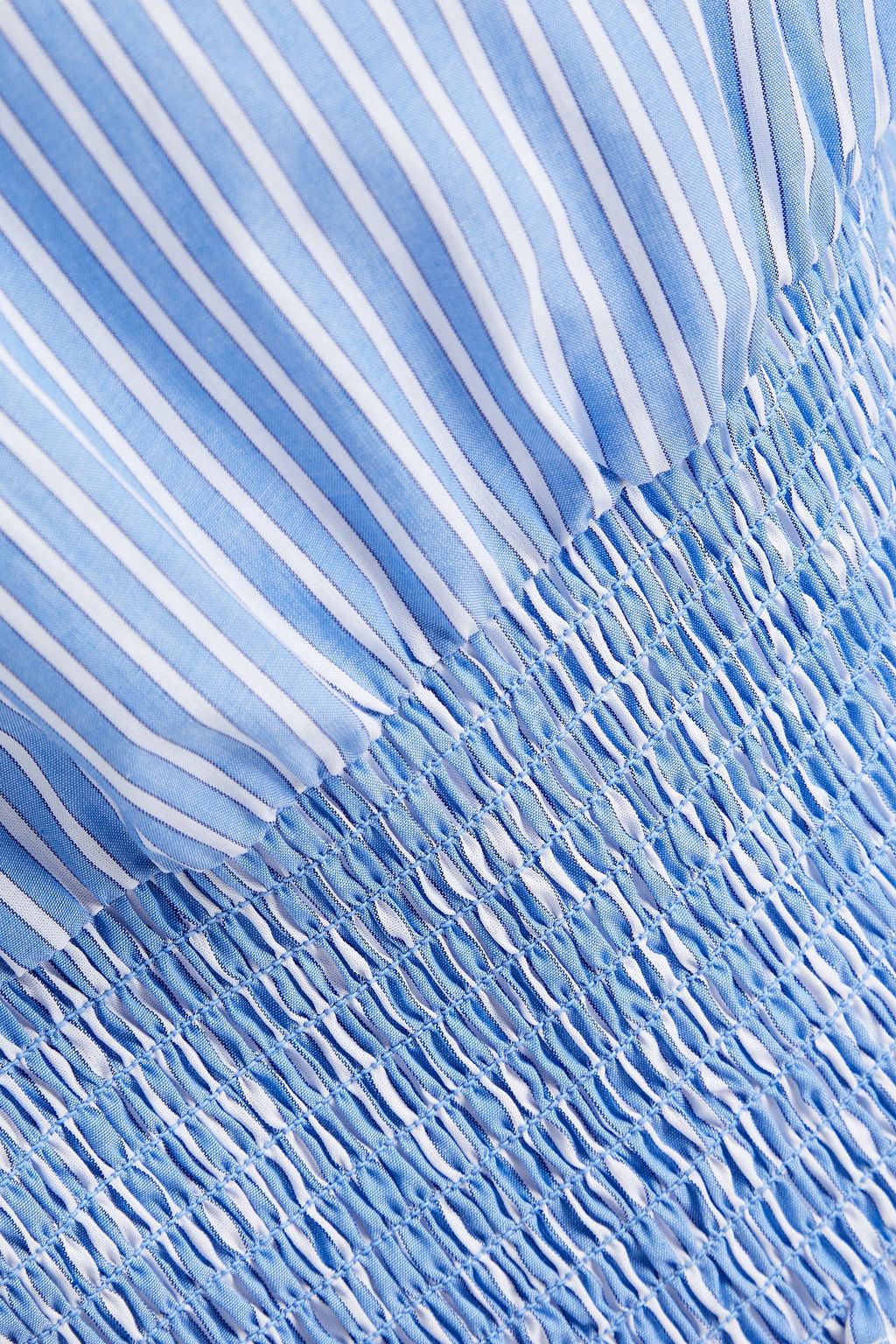 BAUM UND PFERDGARTEN Shirred striped organic cotton-poplin top