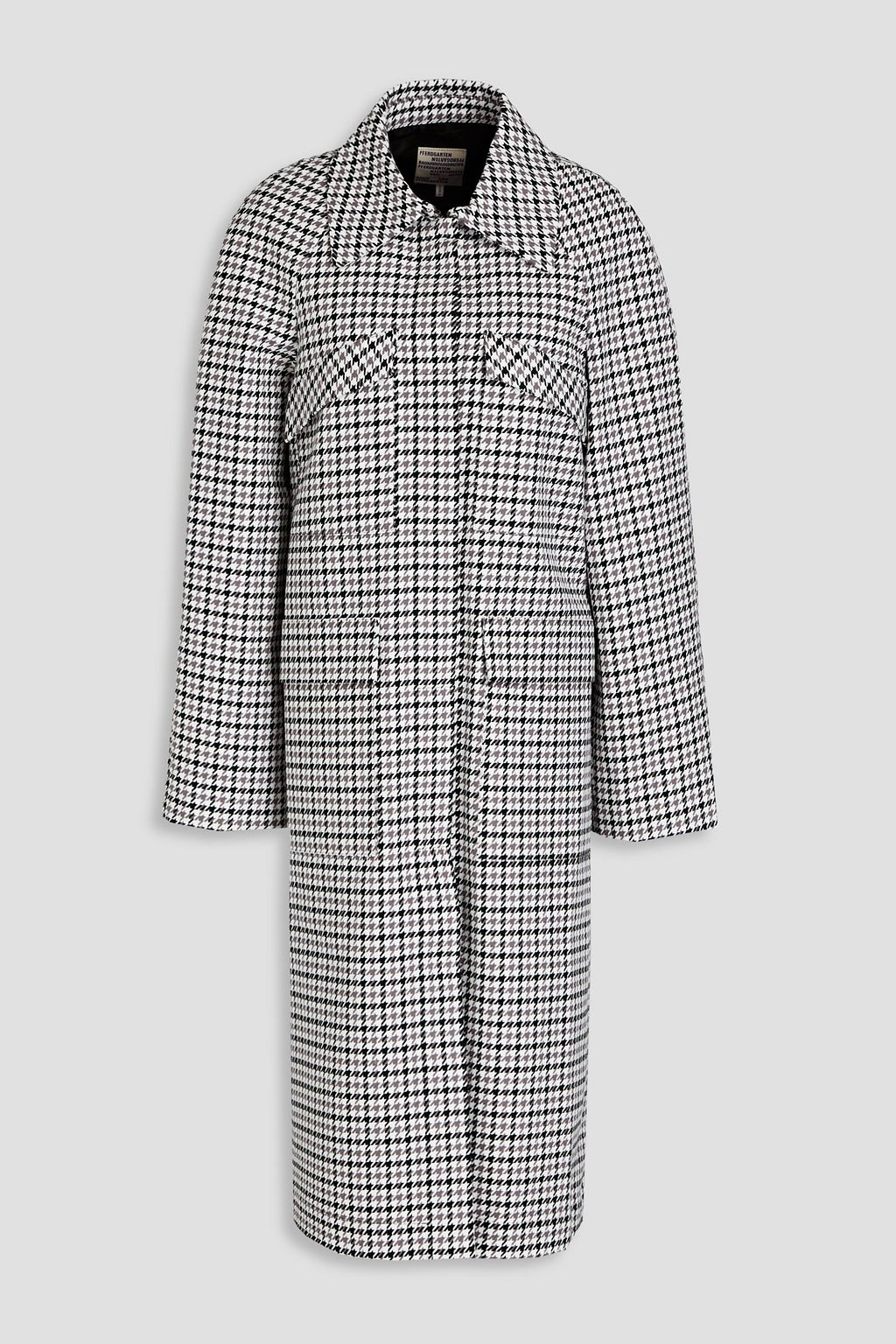 Mid-Length Dress Black and White Houndstooth Technical Cotton Jacquard