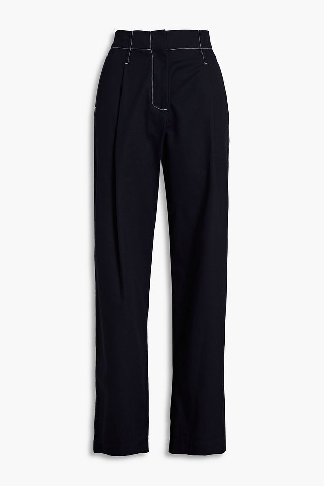 Pleated cotton-twill wide-leg pants