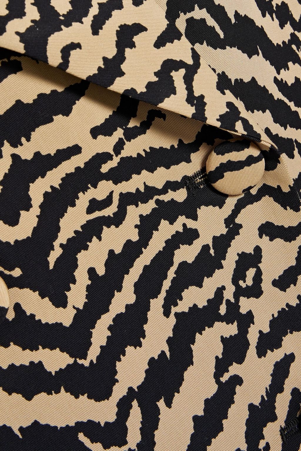 GOOD AMERICAN Double-breasted zebra-print Lyocell-twill blazer