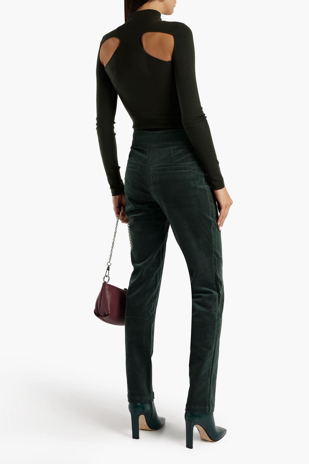 GOOD AMERICAN Cotton-blend velvet bootcut pants