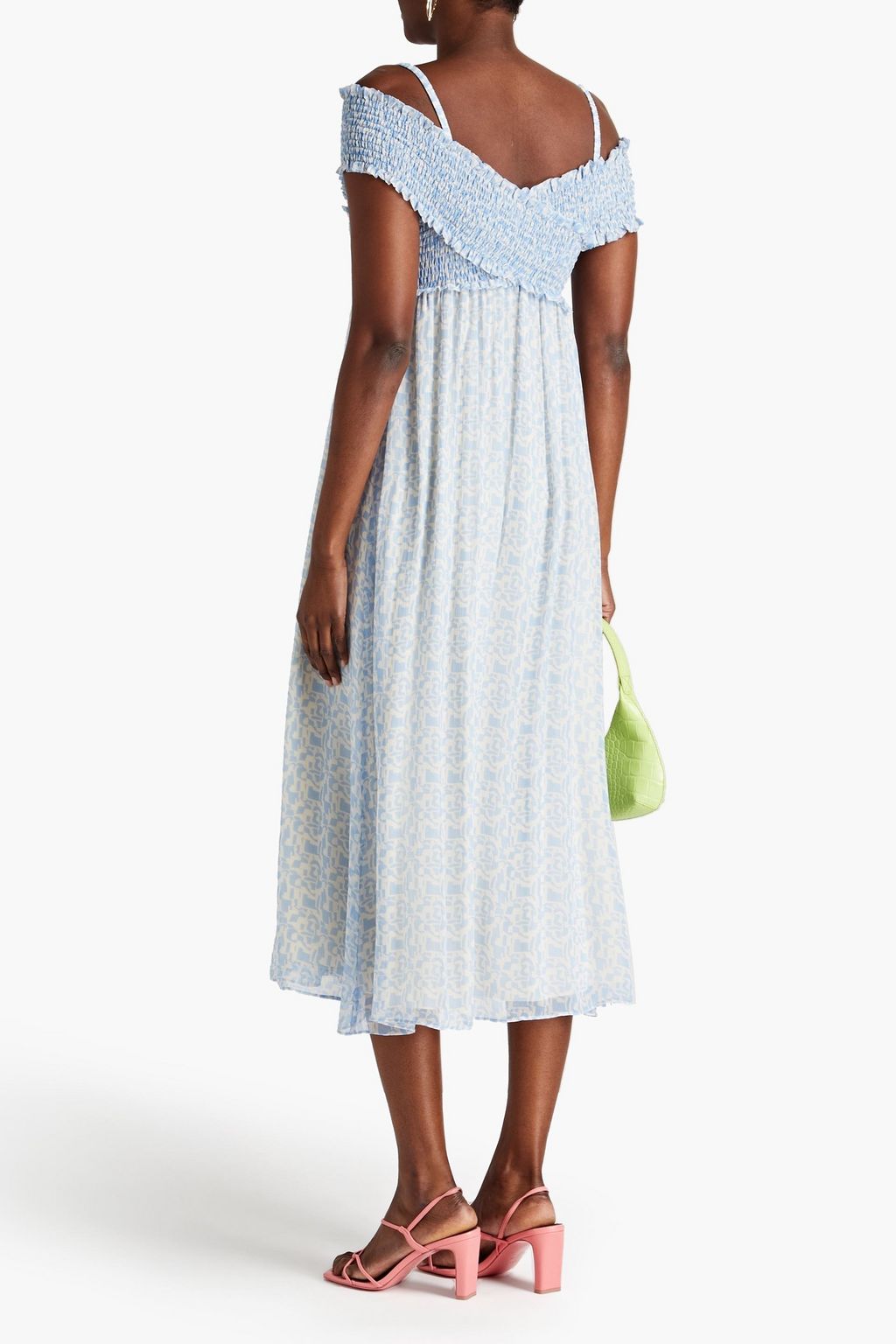 BAUM UND PFERDGARTEN Ari cold-shoulder floral-print crepon midi dress