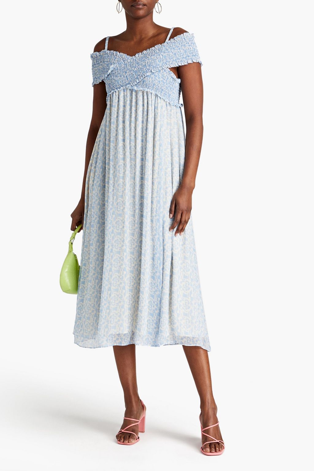 BAUM UND PFERDGARTEN Ari cold-shoulder floral-print crepon midi dress