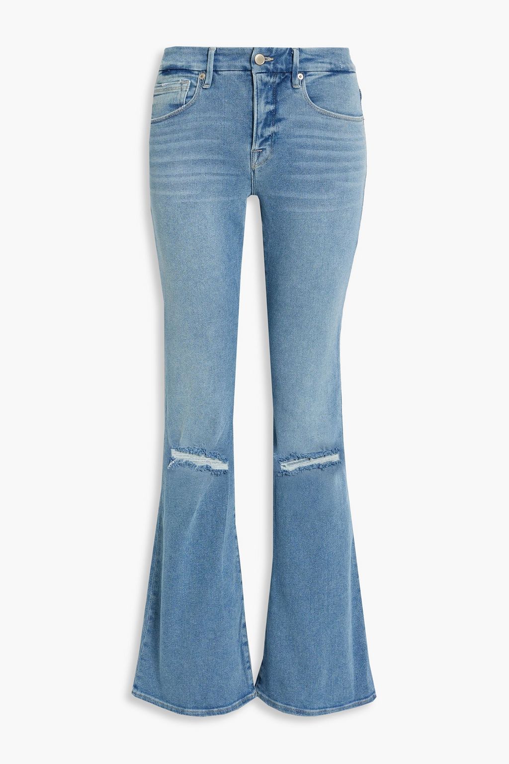 GOOD AMERICAN Good Legs distressed mid-rise flared jeans