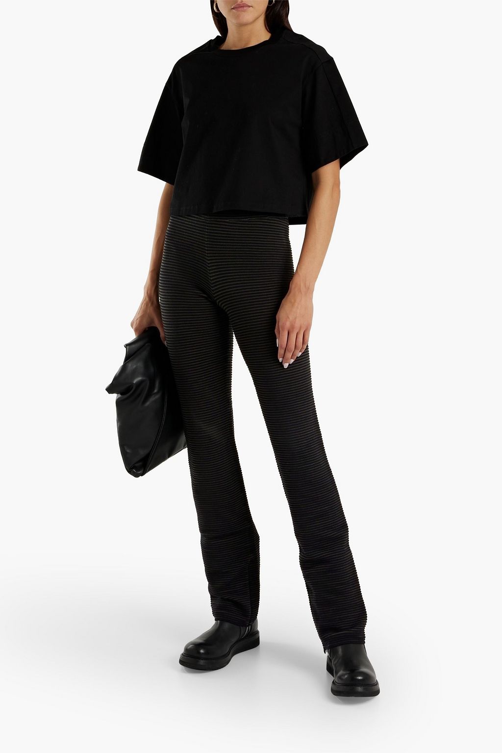 GOOD AMERICAN Bootcut-Hose aus gerippter Baumwolle
