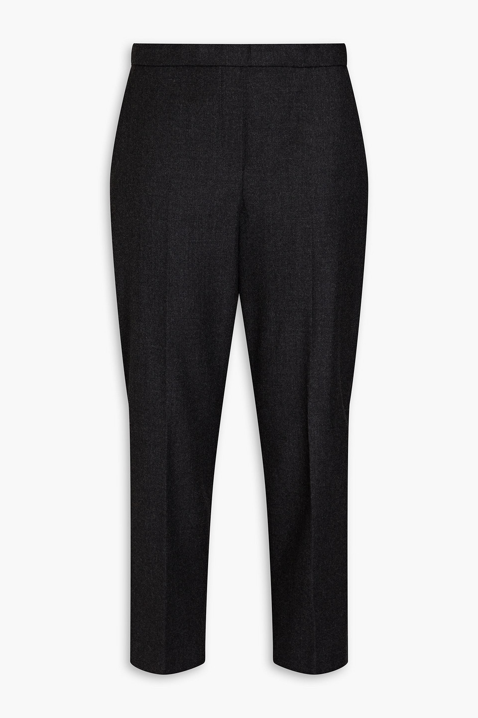 Theory Treeca Cropped Wool-flannel Tapered Trousers In Black