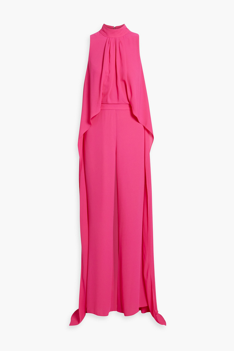 Halston Alice Draped Chiffon Wide-leg Jumpsuit In Pink