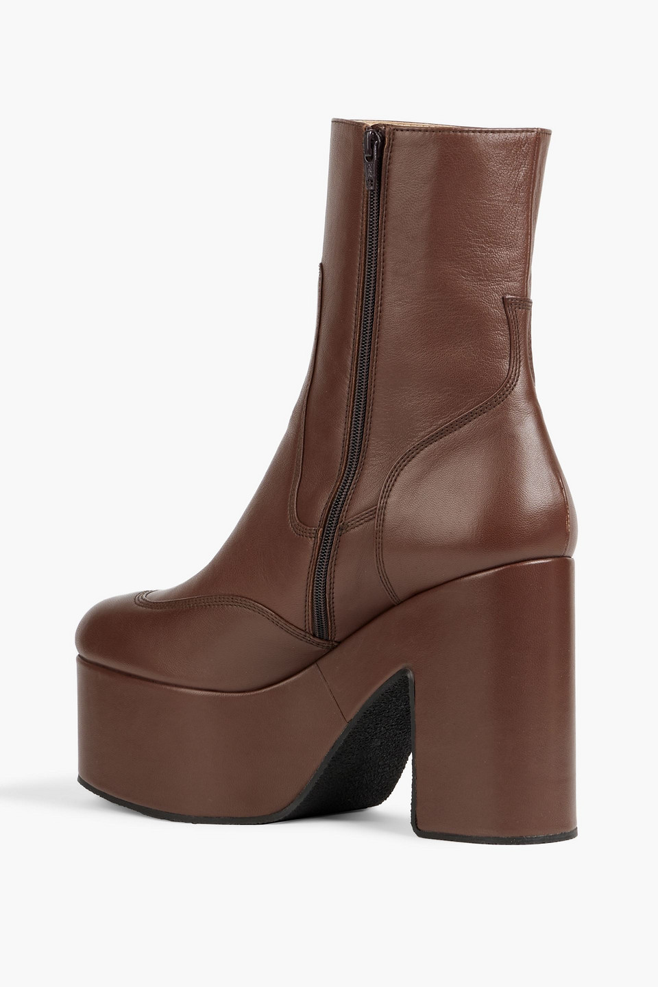 Dries Van Noten Leather Platform Ankle Boots In Brown