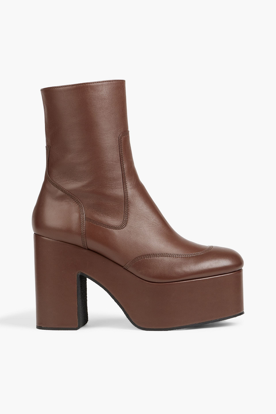 Dries Van Noten Leather Platform Ankle Boots In Brown