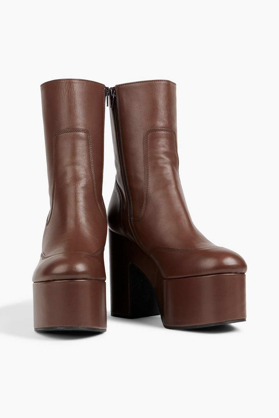 Dries Van Noten Leather Platform Ankle Boots In Brown