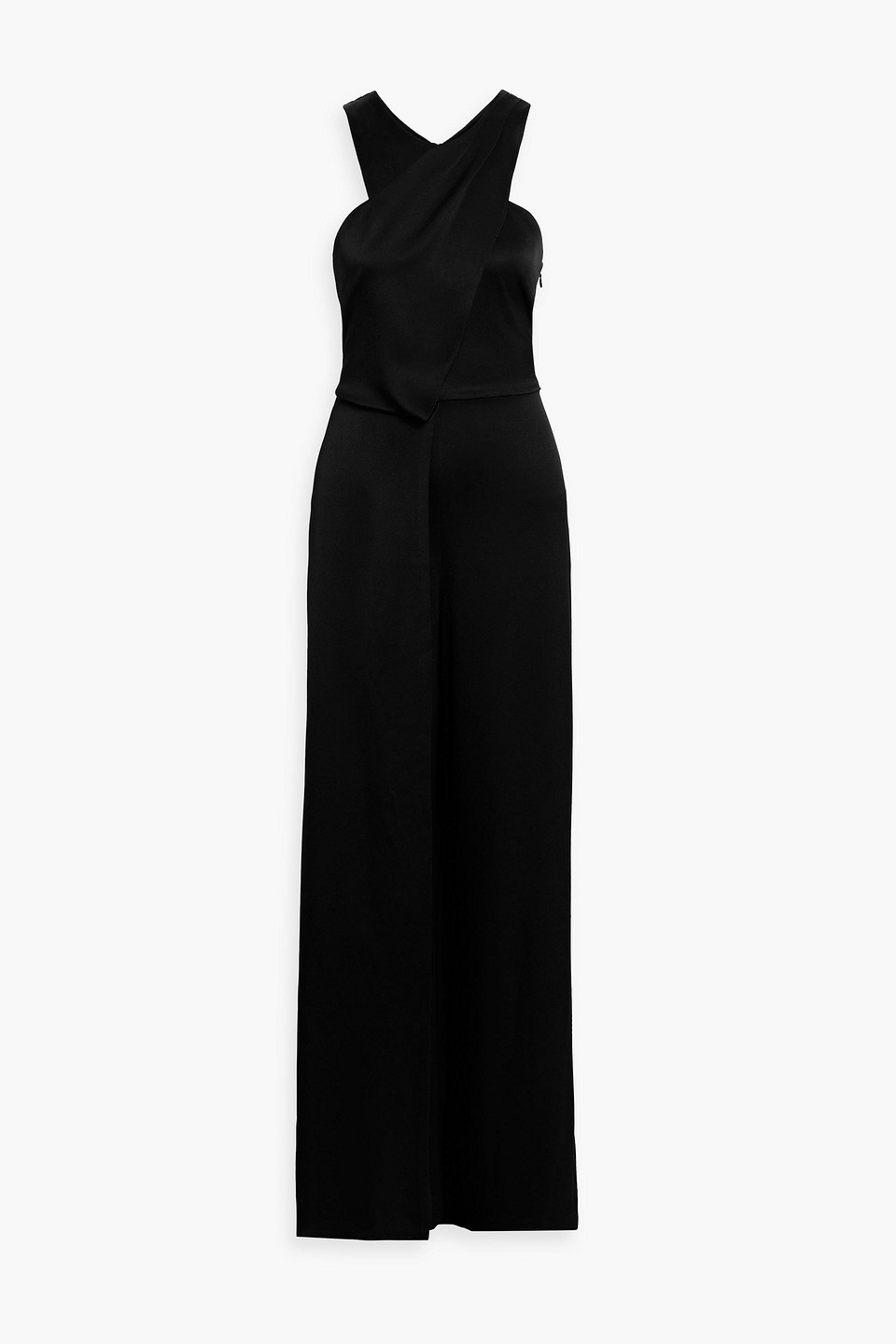 Halston Rhodes Layered Crepe-satin Jumpsuit In Black