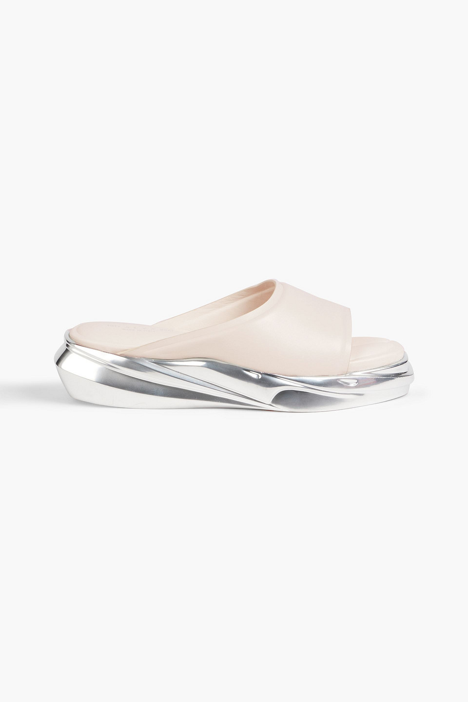 Mono smooth and mirrored-leather slides