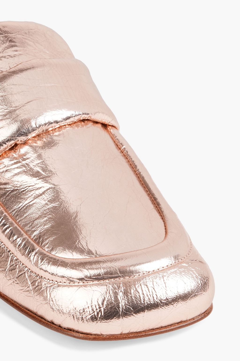 DRIES VAN NOTEN Metallic padded crinkled-leather loafers