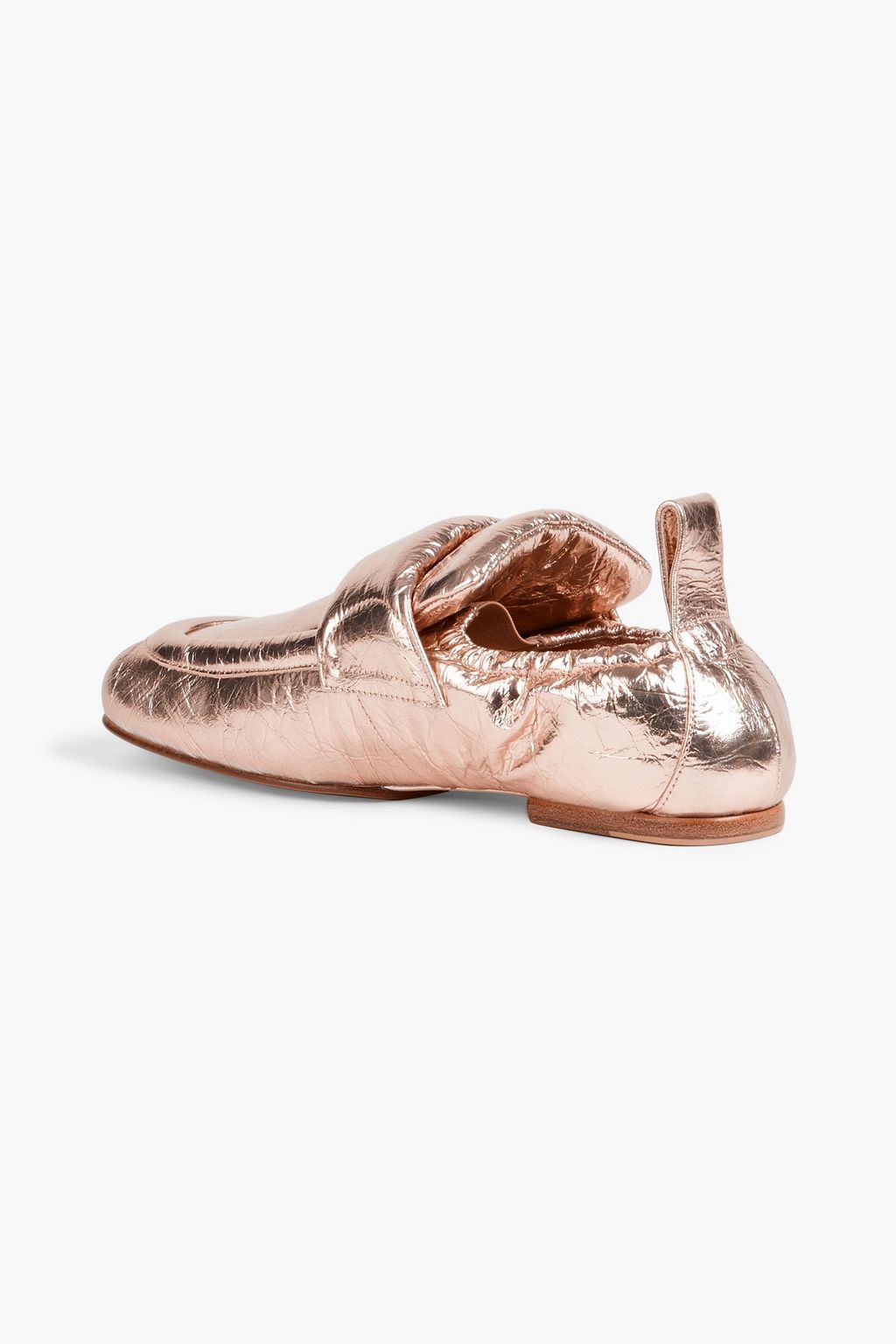 DRIES VAN NOTEN Metallic padded crinkled-leather loafers