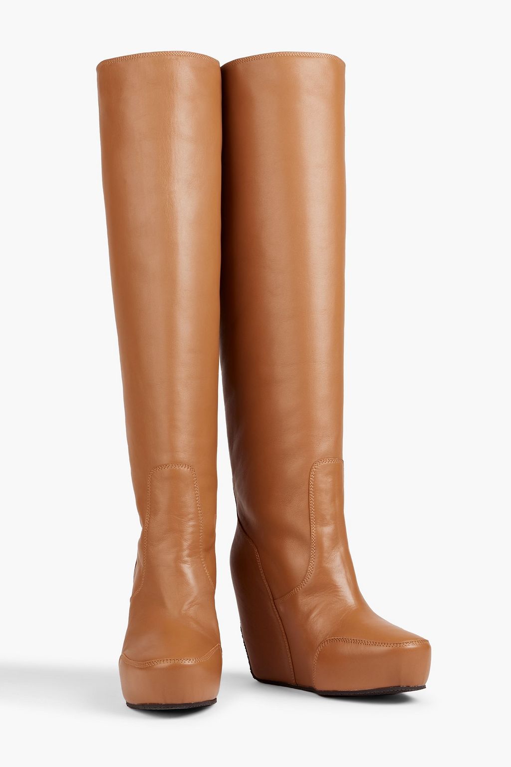 DRIES VAN NOTEN Leather wedge knee boots