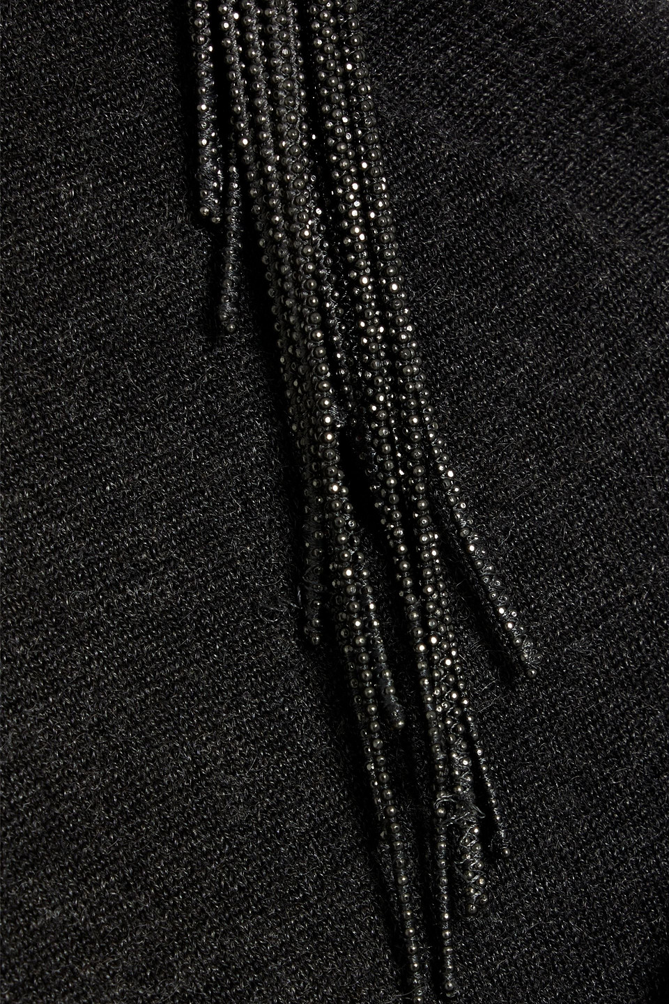 Brunello Cucinelli Bead-embellished Cutout Cashmere And Silk-blend Sweater In Dark Gray