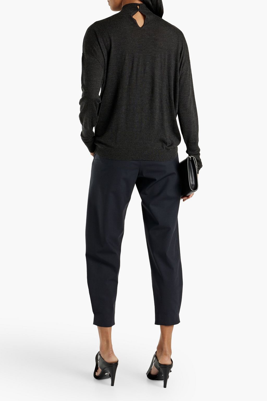 BRUNELLO CUCINELLI Bead-embellished cutout cashmere and silk-blend sweater