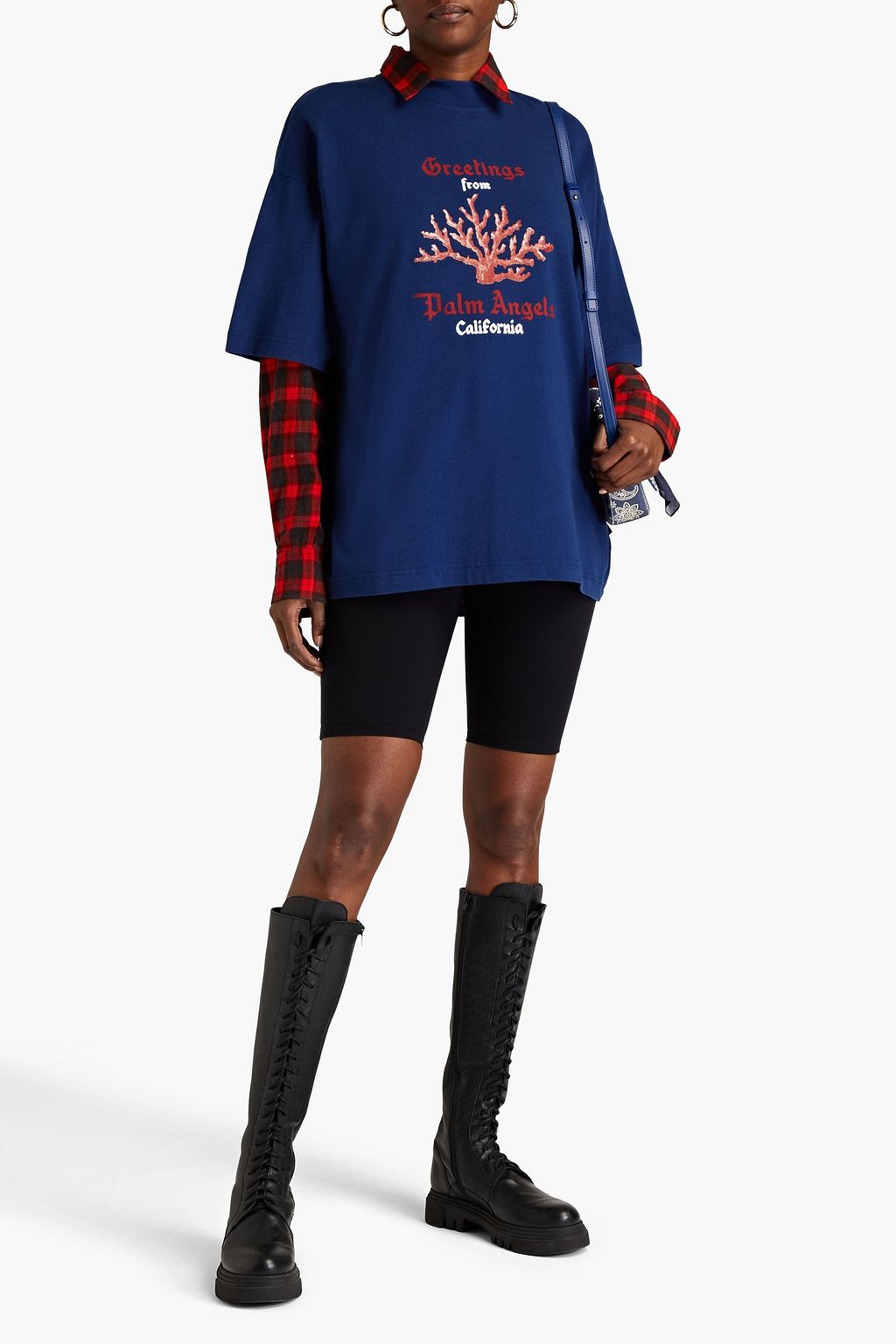 PALM ANGELS コットンジャージー オーバーサイズTシャツ プリント入り