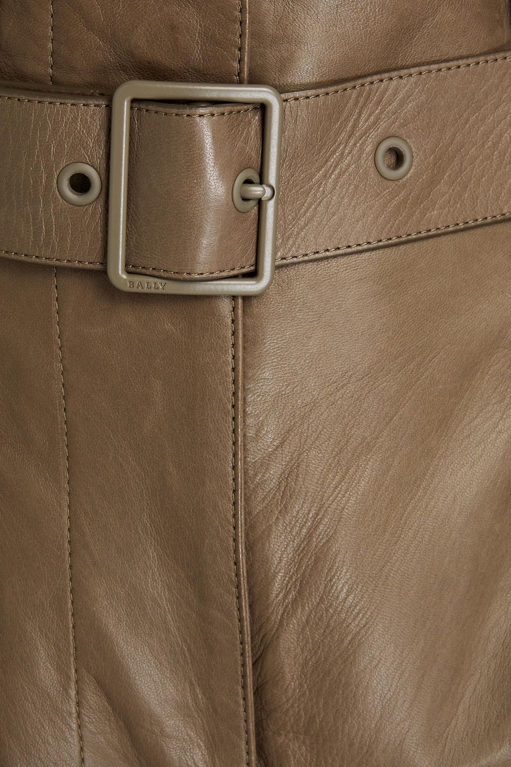 BALLY Plissierte Hose mit weitem Bein aus Leder mit Gürtel