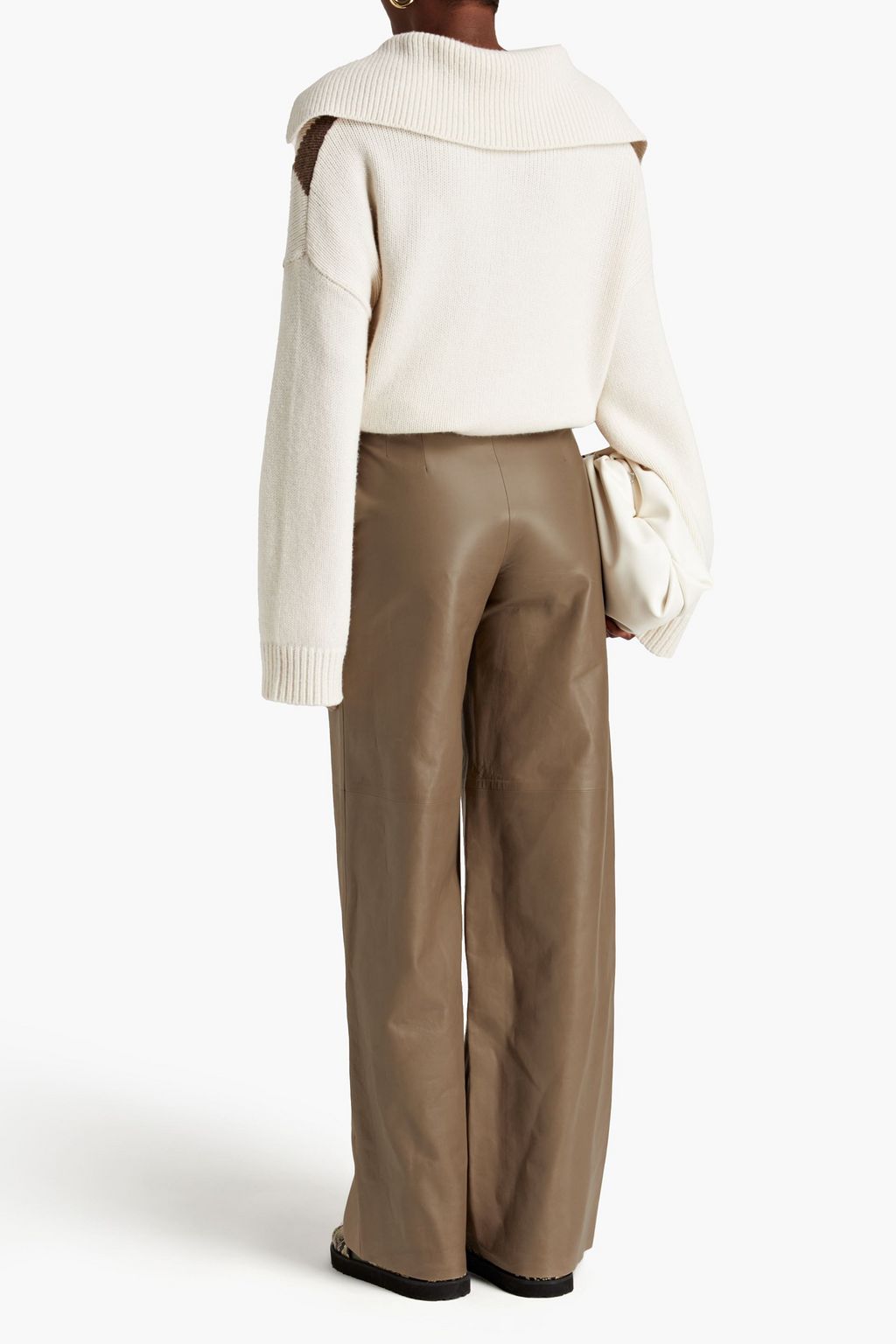 BALLY Plissierte Hose mit weitem Bein aus Leder mit Gürtel