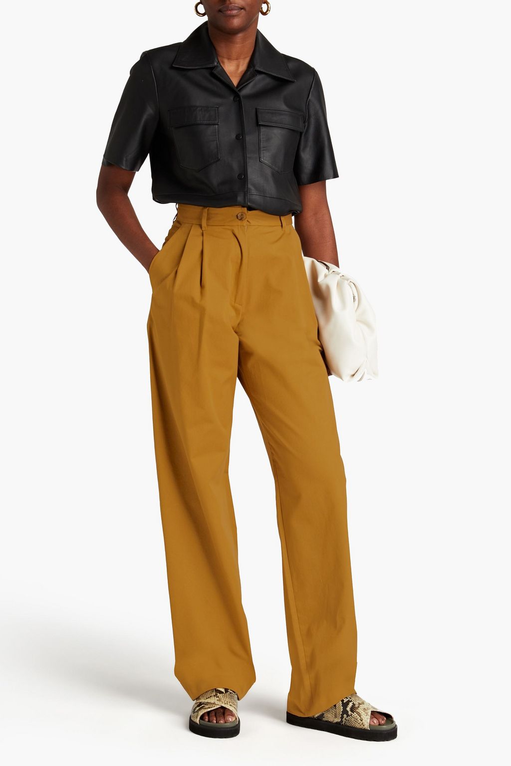 BALLY Pleated cotton-twill wide-leg pants
