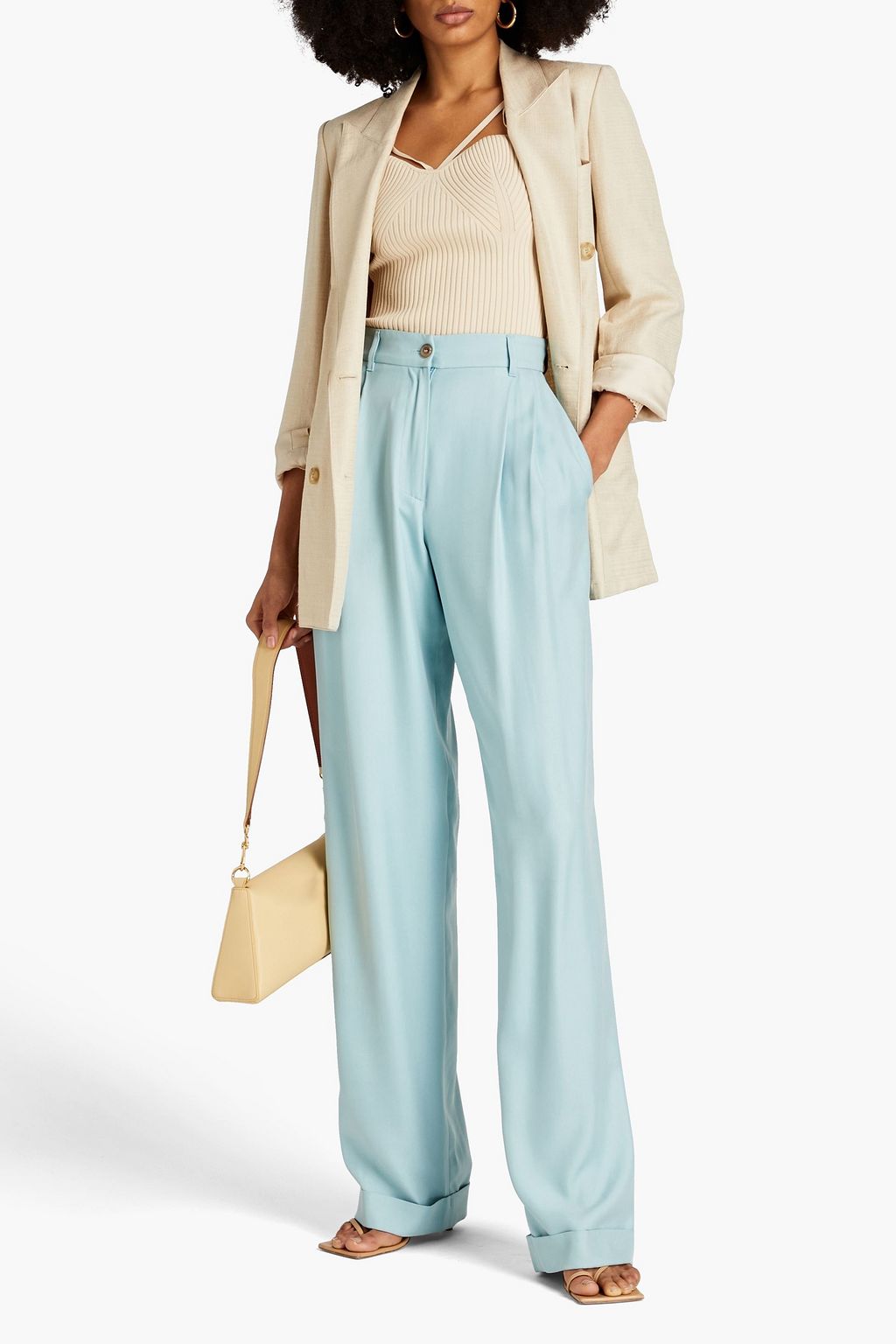 BALLY Pleated silk-drill straight-leg pants