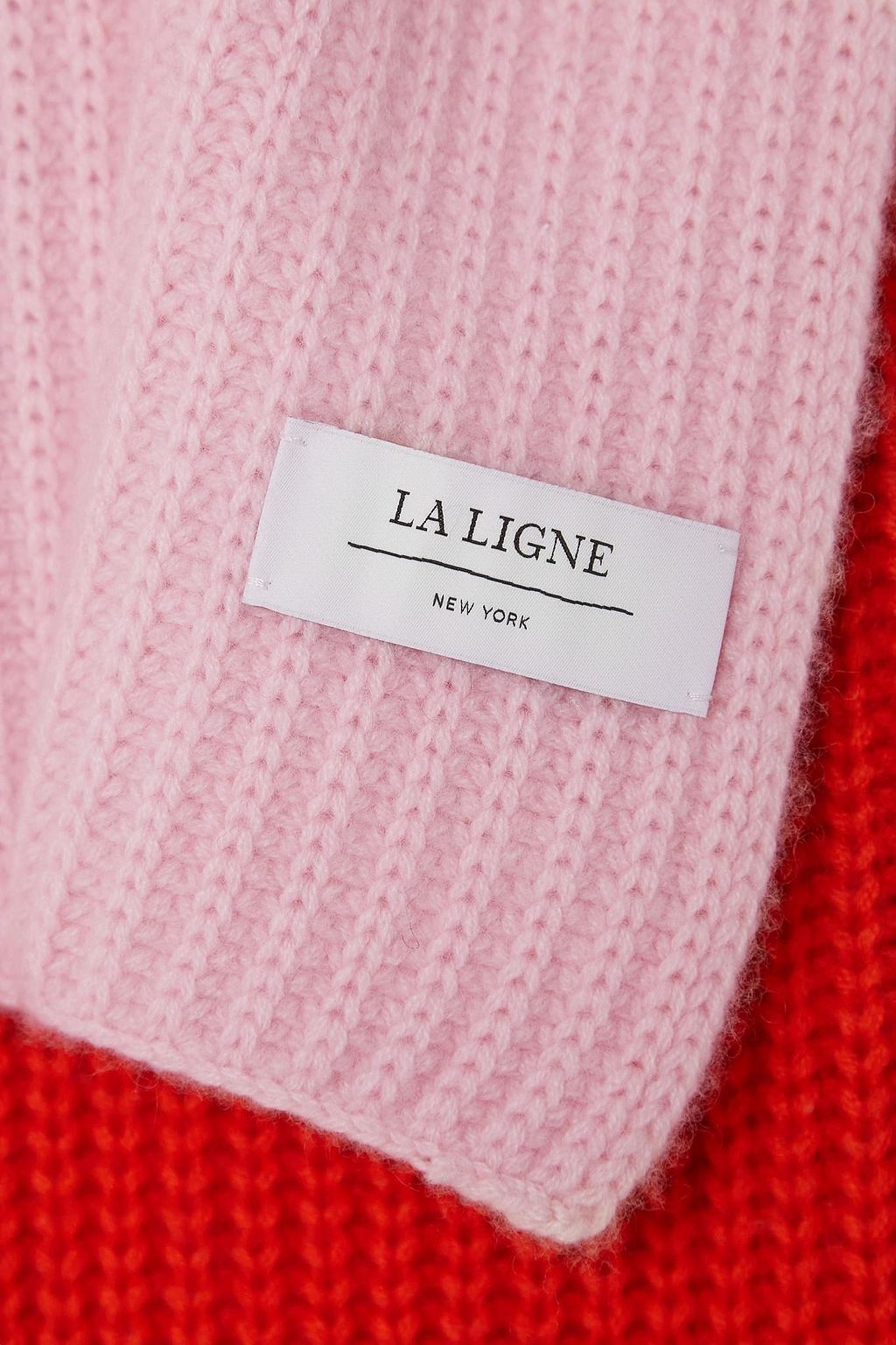 LA LIGNE リブ編みカシミヤ スカーフ バイカラー