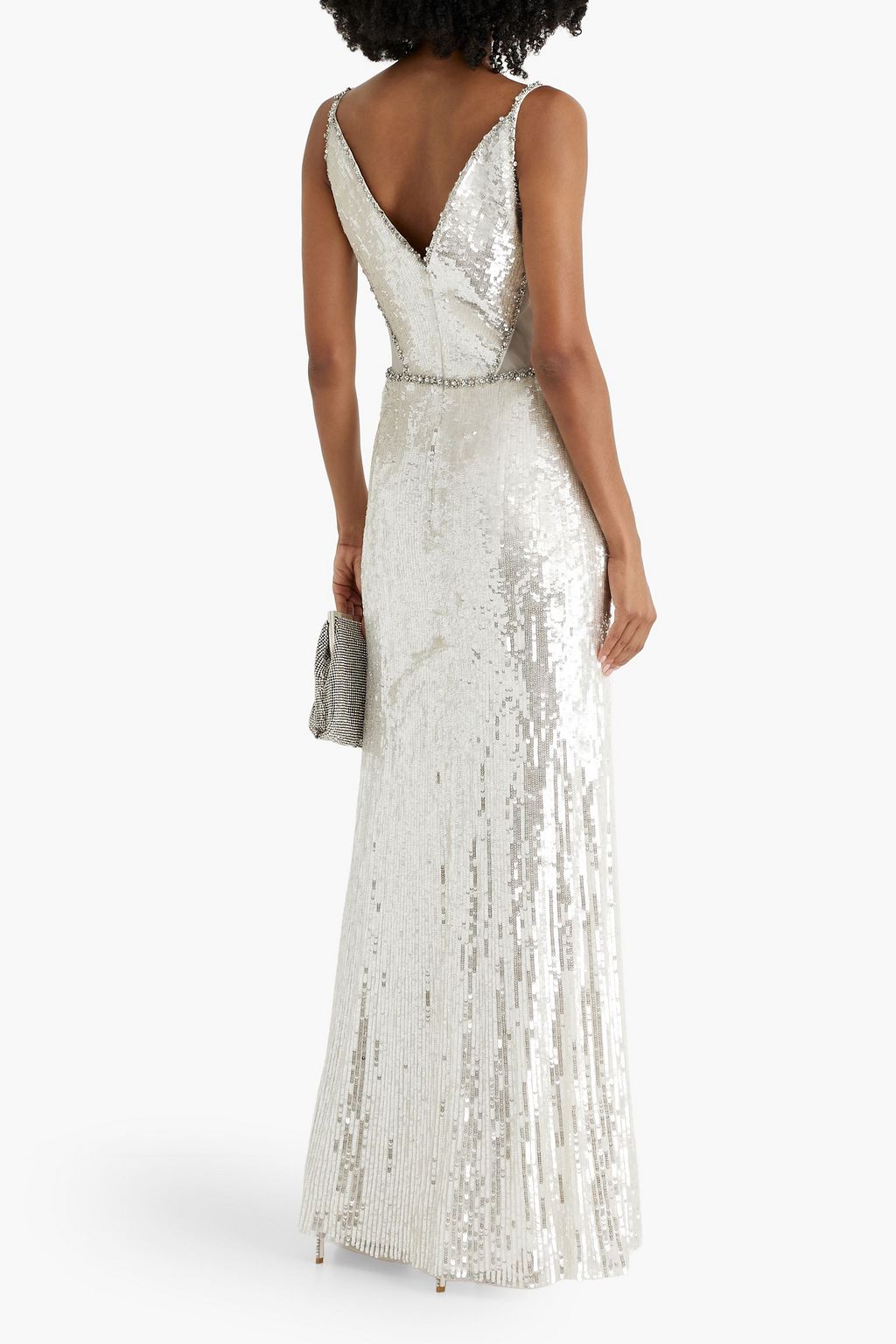 JENNY PACKHAM فستان سهرة "أمارا" من التول بأقراص برّاقة ومزين بالكريستال