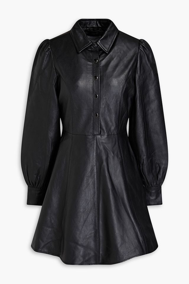 Dolores leather mini shirt dress