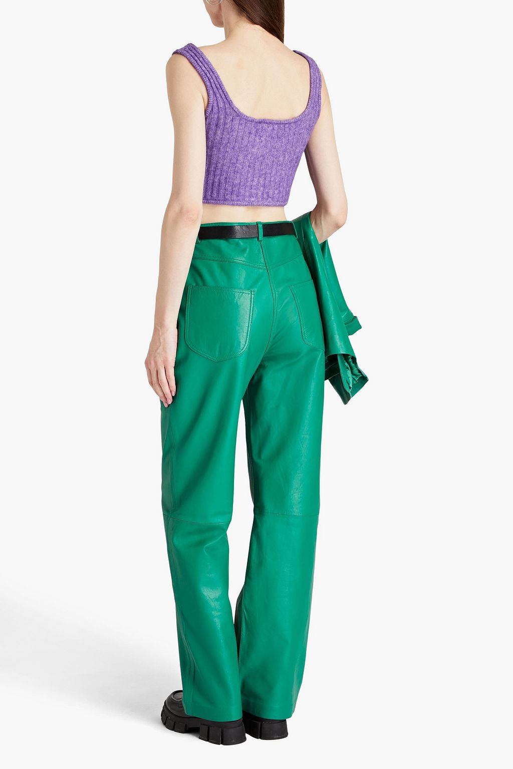 BAUM UND PFERDGARTEN Cesya cropped mélange ribbed-knit top