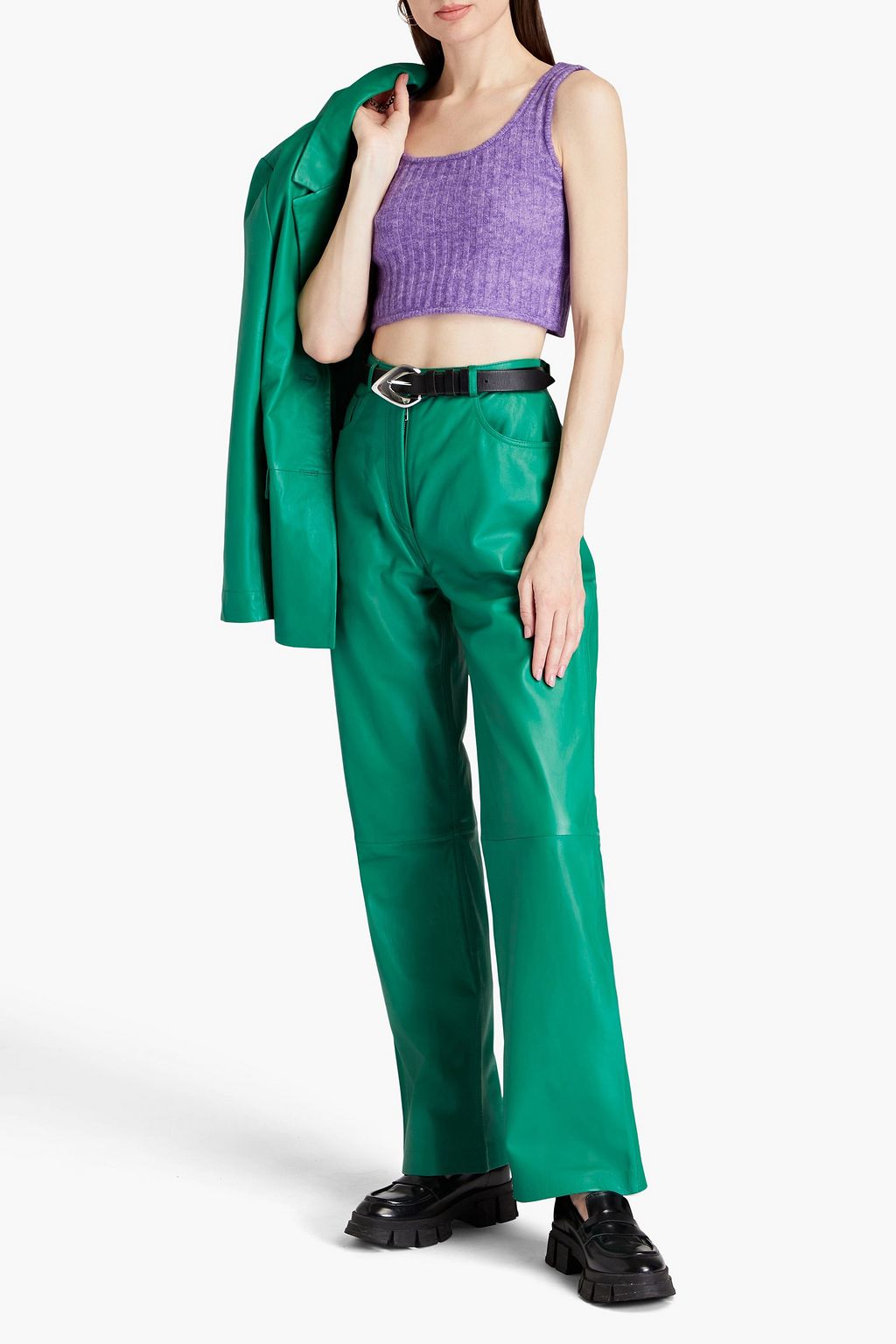 BAUM UND PFERDGARTEN Cesya cropped mélange ribbed-knit top