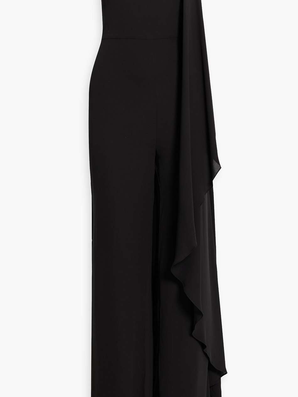 strapless draped crepe wide-leg jumpsuit