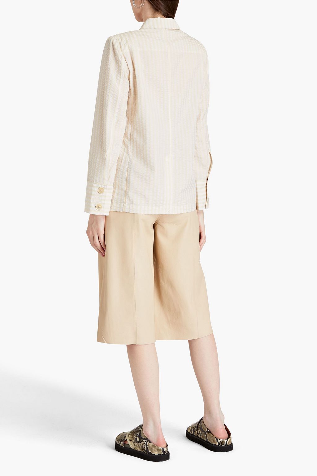BAUM UND PFERDGARTEN Double-breasted striped seersucker blazer