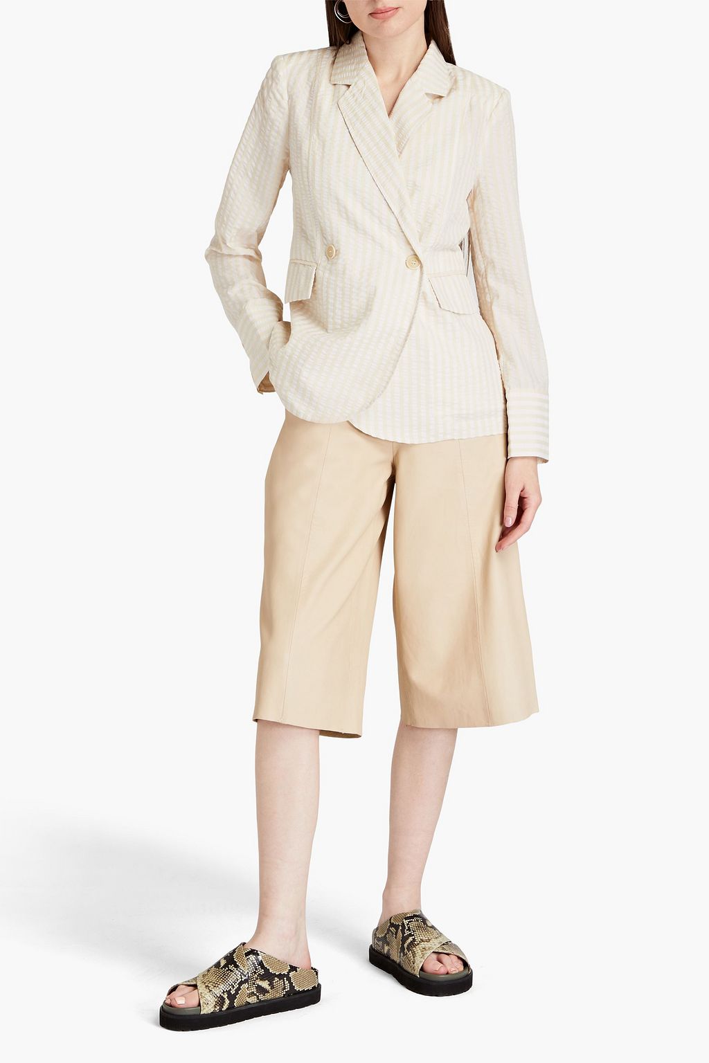 BAUM UND PFERDGARTEN Double-breasted striped seersucker blazer
