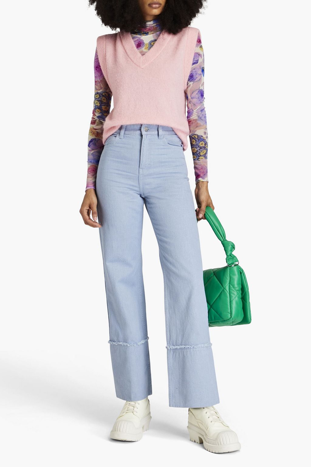 BAUM UND PFERDGARTEN Nariko distressed high-rise straight-leg jeans