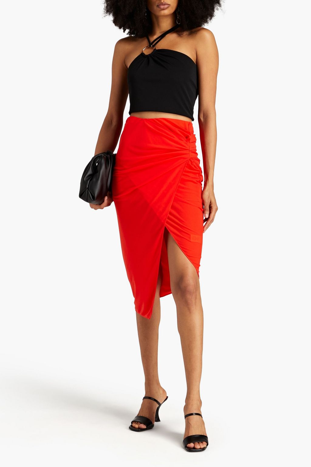 HELMUT LANG تنورة متوسطة الطول من الكريب بتصميم ملتف