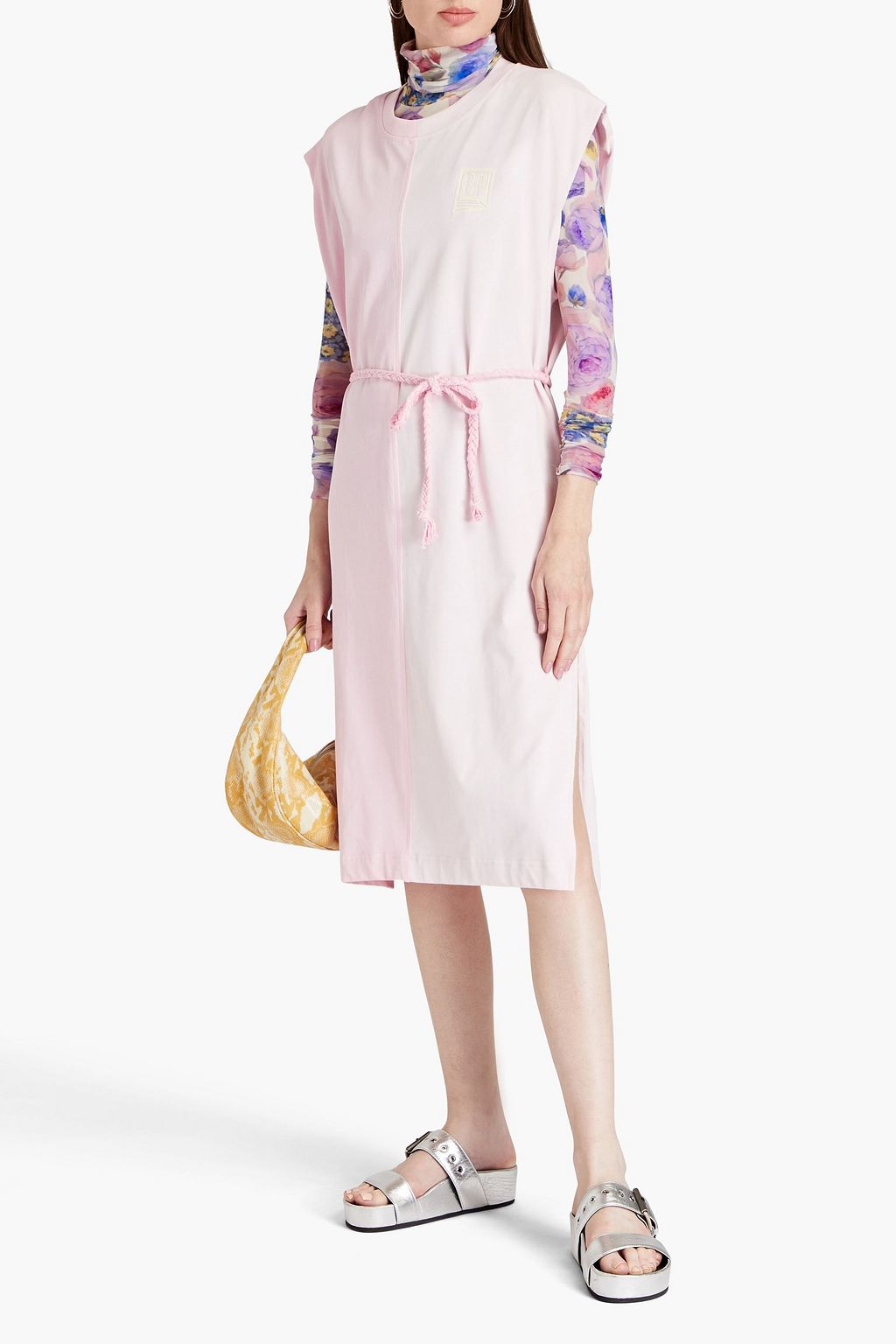 BAUM UND PFERDGARTEN Jiri flocked two-tone cotton-jersey midi dress