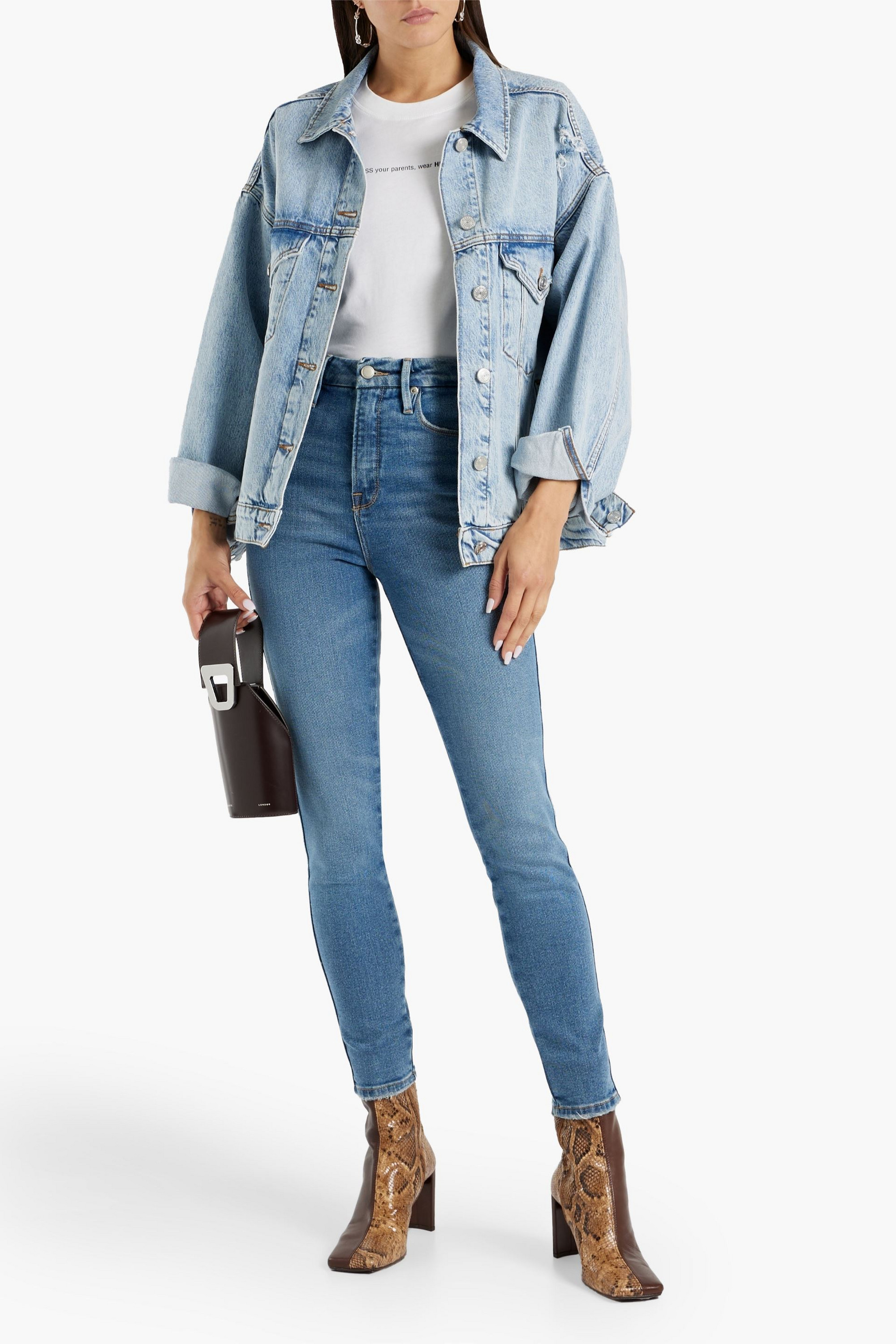 Good American Good Curve distressed high-rise skinny jeans